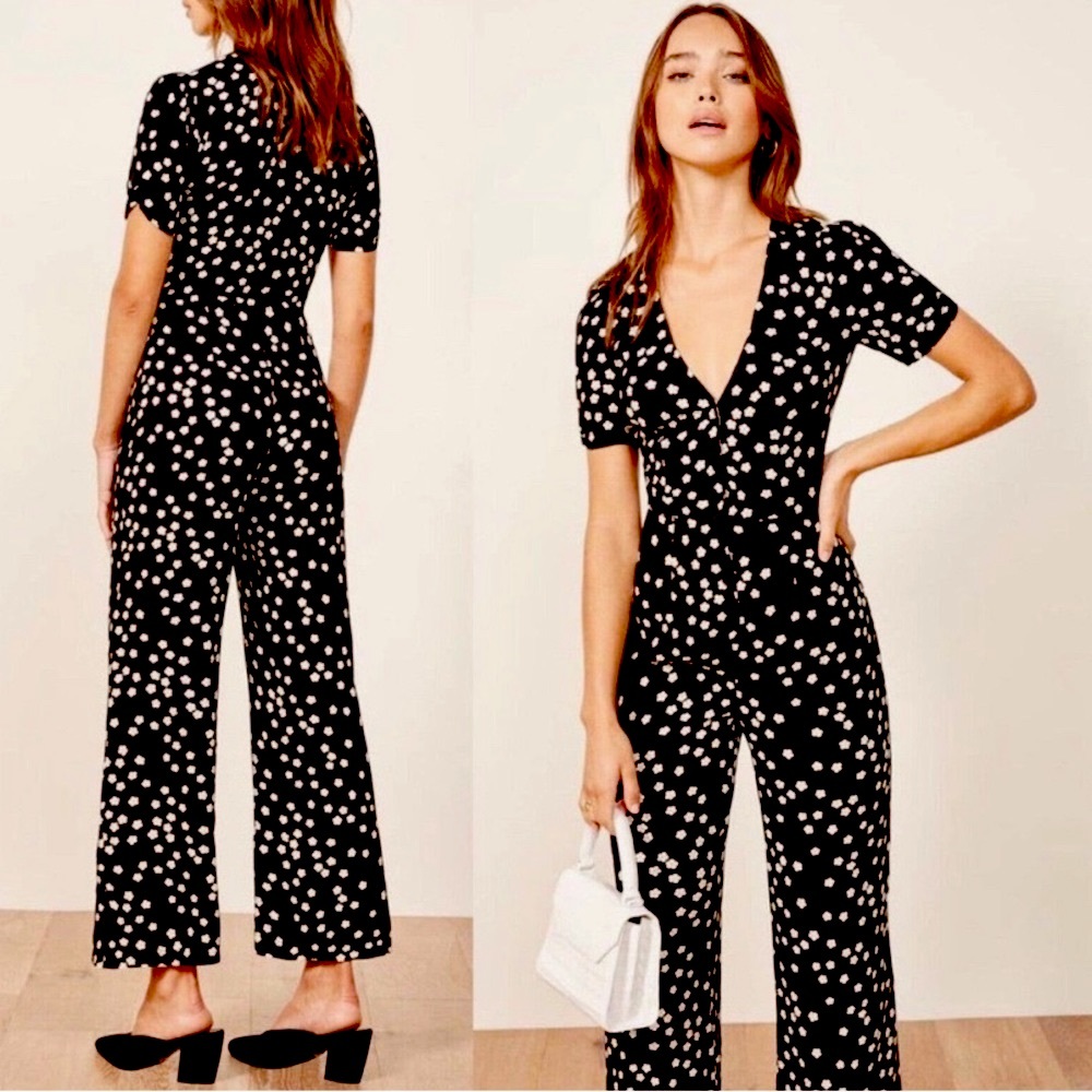 Reformation Floral Jumpsuit Short Sleeve Size 0